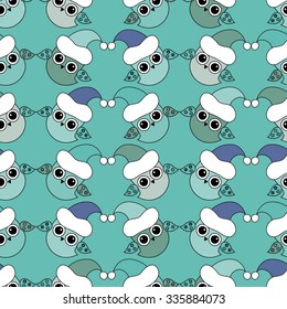Seamless Christmas vector background with owls