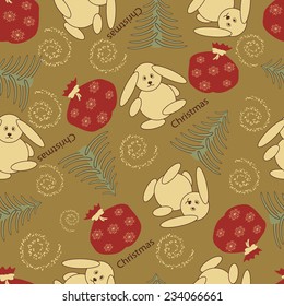 Seamless christmas vector illustration background with Christmas symbols