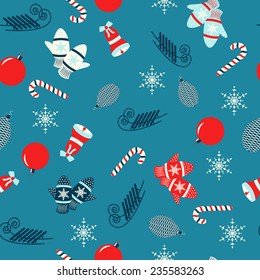 Seamless christmas vector illustration background with Christmas symbols