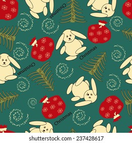 Seamless christmas vector illustration background with Christmas symbols