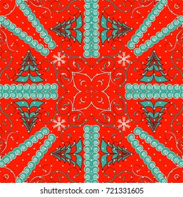 Seamless Christmas vector illustration background. Christmas tree, abstract patterns