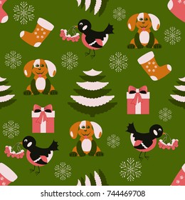 seamless christmas vector illustration with christmas symbols