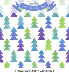 Seamless Christmas watercolor pattern. Vector illustration.