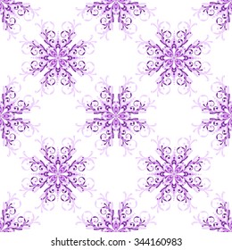 Seamless christmas white pattern with violet  translucent snowflakes (vector eps 10)