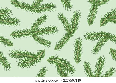 seamless christmas, winter pattern with fir tree branches, great for wrapping, textile, wallpaper, greeting card- vector illustration