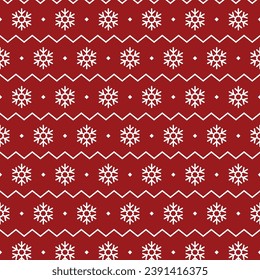 Seamless Christmas, Winter Pattern, on Red background. Vector Illustration