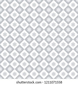 Seamless Christmas wrapping paper pattern. Christmas snowflake and check pattern.