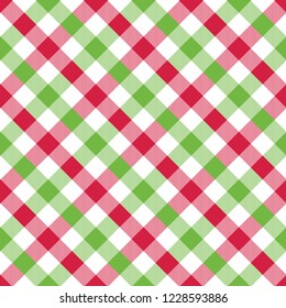 Seamless Christmas wrapping paper pattern. Festive Christmas gingham check pattern background.