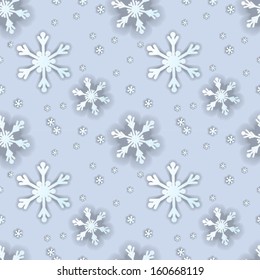 seamless christmass pattern, snowflakes on a light blue background