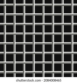 Seamless Chrome Steel Grild Pattern on Black Background. Vector