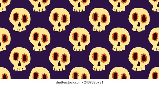 Seamless Cinco de Mayo vector pattern background with sculls