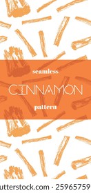 Padrão de canela sem costura. Fundo de canela vetorial. Plano de fundo do banner de especiarias vintage - cassia gravadas ilustrações
