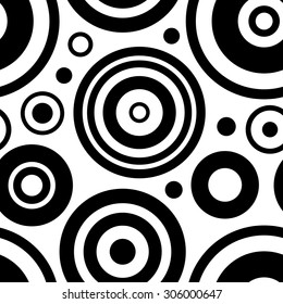 Seamless Circle Background. Abstract Monochrome Pattern