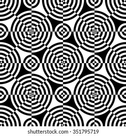 Seamless Circle Background. Abstract Monochrome Pattern