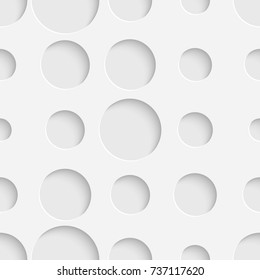 Seamless Circle Background. White Decorative Pattern. Abstract Origami Texture