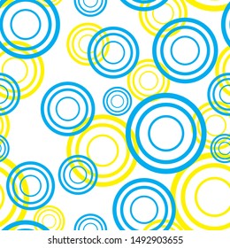 seamless circle blue and yellow background white