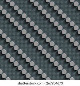 Seamless Circle and Diagonal Stripe Pattern. Vector Gray Regular Texture