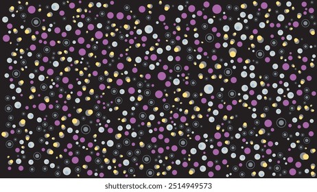 SEAMLESS CIRCLE DOODLE SHAPES PATTERN TEXTURE COLORFUL TEMPLATE ABSTRACT DARK BACKGROUND TRENDY DESIGN VECTOR