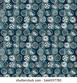 Seamless circle hand drawn doodle seamless patterns. Vector illustration