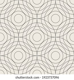Seamless circle linear pattern. Geometric weave backdrop. graphic print texture for fabric design template. Vector illustration monochrome background