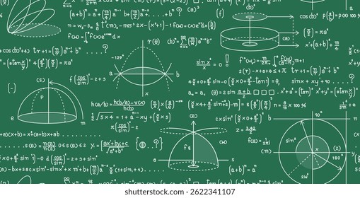 Fórmula matemática de círculo sin fisuras sobre fondo de pizarra.