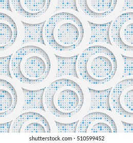 Seamless Circle Pattern. 3d Modern Lattice Background. Decorative Minimalistic Tile Wallpaper. Delicate Wrapping Paper Design