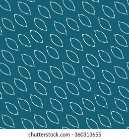 Seamless circle pattern. Abstract Background. Petals pattern. Leaves pattern. Ethnic Textile background. Chain Dotted background. Geometric Pattern. Zigzag pattern. Turquoise. Vector Regular Texture
