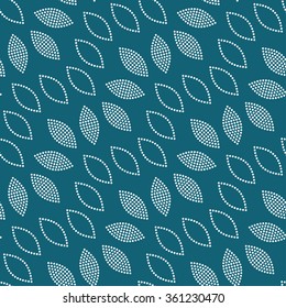 Seamless circle pattern. Abstract Background. Petals pattern. Leaves pattern. Ethnic Textile background. Chain Dotted background. Geometric Pattern. Zigzag pattern. Turquoise. Vector Regular Texture