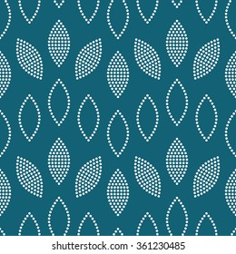 Seamless circle pattern. Abstract Background. Petals pattern. Leaves pattern. Ethnic Textile background. Chain Dotted background. Geometric Pattern. Zigzag pattern. Turquoise. Vector Regular Texture