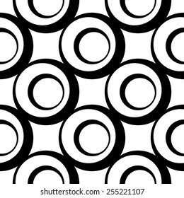 Seamless Circle Pattern. Abstract Black and White Background. Vector Regular Texture