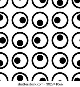 Seamless Circle Pattern. Abstract Black and White Background. Vector Regular Texture