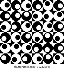 Seamless Circle Pattern. Abstract Black and White Background. Vector Regular Texture