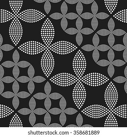 Seamless circle pattern. Abstract Black and white Background. Petals pattern. Leaves pattern. Ethnic Textile background. Chain Dotted background.Geometric Pattern.Zigzag pattern.Vector Regular Texture