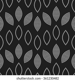 Seamless circle pattern. Abstract Black and white Background. Petals pattern. Leaves pattern. Ethnic Textile background. Chain Dotted background.Geometric Pattern.Zigzag pattern.Vector Regular Texture