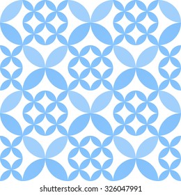 Seamless circle pattern. Abstract Petal Pattern. Ethnic background. Textile pattern. Geometric pattern. Blue backdrop. Abstract Blue and white Background. Zigzag Grid. Vector Regular Texture
