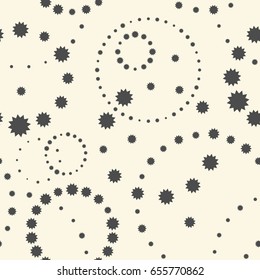 Seamless Circle Pattern. Abstract Vector Star Background. Monochrome Textile Ornament