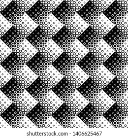 Seamless circle pattern background design - black and white abstract vector illustration