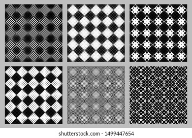 Seamless circle pattern background set - abstract vector graphic design