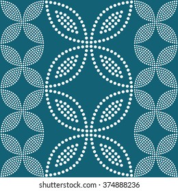 Seamless circle pattern. Flowers, Petals and Leaves. Abstract monochrome Background. Ethnic Textile background. Chain Dotted background. Geometric Pattern. Zigzag pattern. Vector Regular Texture