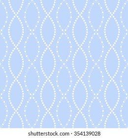 Seamless circle pattern. Garlands of circles. Seamless Wavy pattern. Beads pattern. Abstract Background. Christmas Pattern. New year blue backdrop. Dotted Geometric Pattern. Vector Regular Texture