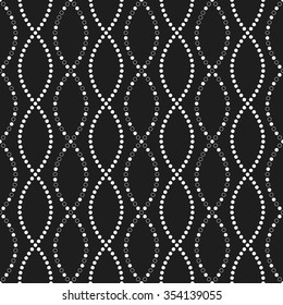 Seamless circle pattern. Garlands of circles. Seamless Wavy pattern. Beads pattern. Abstract Black and White Background. Ethnic Pattern. Dotted background. Geometric Pattern. Vector Regular Texture