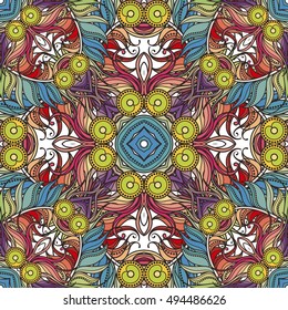 Seamless circle pattern. Islam, Arabic, Indian, ottoman motifs. Mandala design. Vintage decorative element.