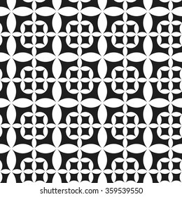 Seamless Circle pattern. Petals pattern. Ceramics backdrop. Grid pattern. Abstract black and white Background. Ethnic Pattern. Textile background. Geometric Pattern. Squares. Vector Regular Texture