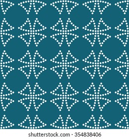 Seamless circle pattern. Petals pattern. Grid backdrop. Linear pattern. Ceramics pattern. Abstract Background. Ethnic Pattern. Dotted background. Turquoise. Geometric Pattern. Vector Regular Texture
