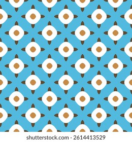 Seamless circle pattern round shape vector background. Abstract dots geometrical texture classic blue white color palette. Paper design, textile, wallpaper. Digital illustration high resolution image.