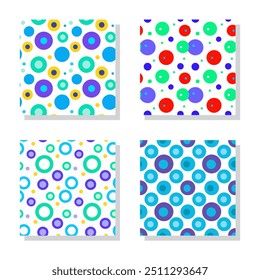 Seamless circle pattern in various sizes, perfect for backgrounds, textiles, and graphic design.
