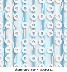 Seamless Circle Pattern. Vector Abstract Modern Design. White and Blue  Geometric Background.