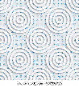 Seamless Circle Pattern. Vector Abstract Modern Design. White and Blue  Geometric Background.