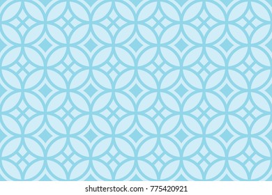 Seamless circle pattern vector. Art deco style light blue on blue. Design print for wallpaper, textile. background.