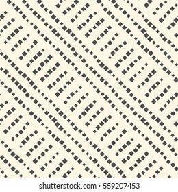 Seamless Circle Pattern. Vector Monochrome Dots Background. Abstract Grid Ornament. Pixel Graphic Design. Modern Textile Tracery